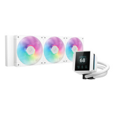 DeepCool Mystique 360 ARGB Liquid CPU Cooler, 2.83" TFT LCD Display, 360mm Radiator, 120mm Fan Size, 2400 RPM Fan Speed, 72.04 CFM Airflow, Hydro Bearing Type, White | R-LX360-WHDSNMCP-G-1